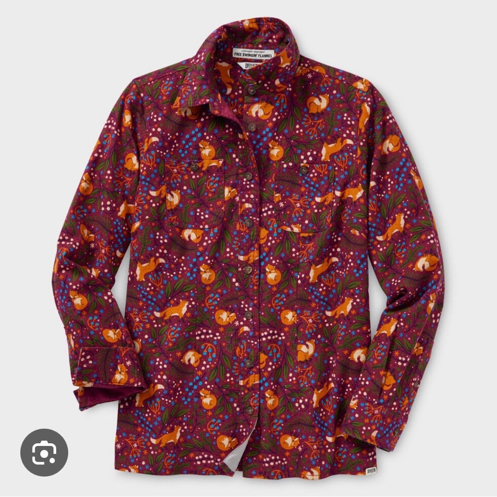NWT Duluth Trading Co Women’s Free Swingin’ Fox Flannel Button-Up Shirt
